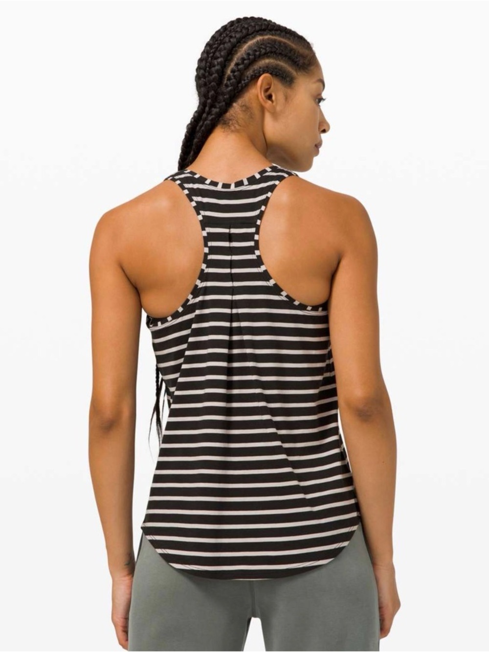 lululemon athletica Black and White Striped Racerback Tank